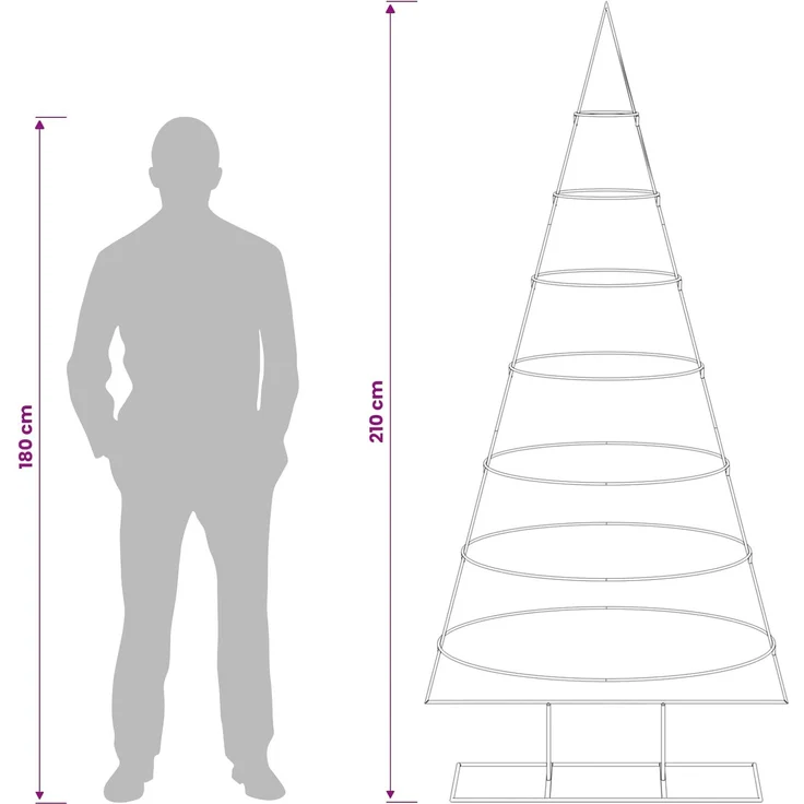 vidaXL Metall-Weihnachtsbaum mit Ständer KUOPIO 210 cm Stahl Weiß 42053803 – Bild 8