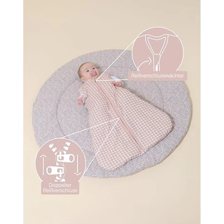 molis&co - Baby Schlafsack 2.5 TOG - Ganzjahres Schlafsack - Babyschlafsack Neugeborene - 100% Baumwolle (Oeko-TEX 100), ärmellos Winterschlafsack wattiert - Premium Qualität - Dusty Rose (95 cm) – Bild 4