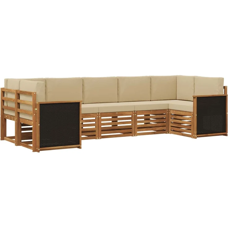 vidaXL Outdoor-Sofagarnitur 7 stk. 7-Sitzer Natur und Beige 3384794 – Bild 2