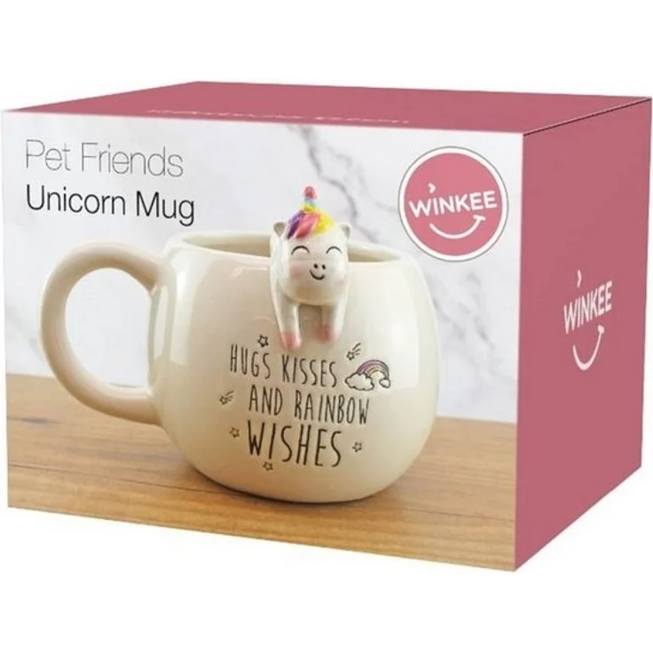 Winkee Tasse Tier Kaffeebecher mit Einhorn-Figur und Spruch – Bild 3