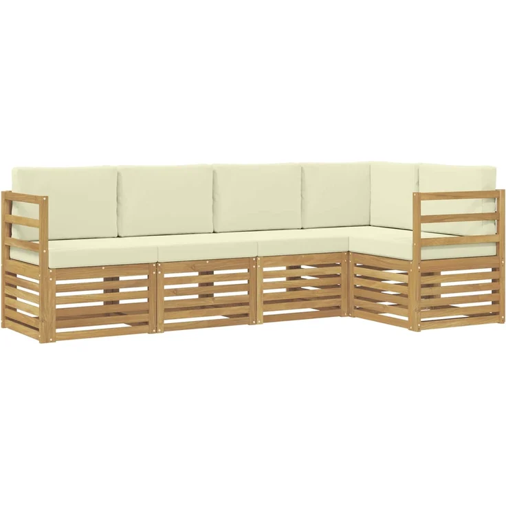vidaXL Outdoor-Sofagarnitur 5 stk. 5-Sitzer Weiß und Creme Polyester 3391815 – Bild 2