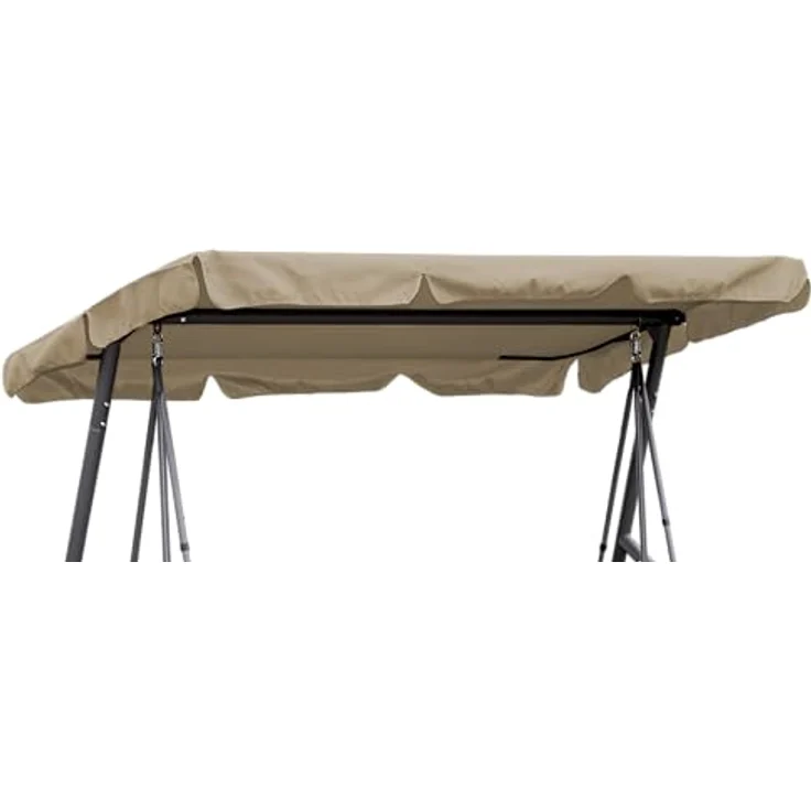 Hollywoodschaukel Dachbezug 200x145 cm Beige Wasserdicht | Universal Ersatzdach Gartenschaukel 3 Sitzer | UV 50 Schaukel Dach Ersatz Bezug – Bild 2