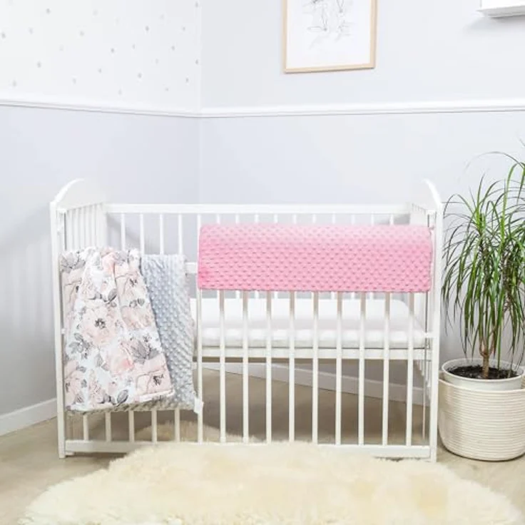 Totsy Baby Bettkantenschutz für Kinderbetten 90 cm - Ersatzbezug Schutz für Bettrahmen Kantenschutz Kinder Babybett Minky Rosa – Bild 7