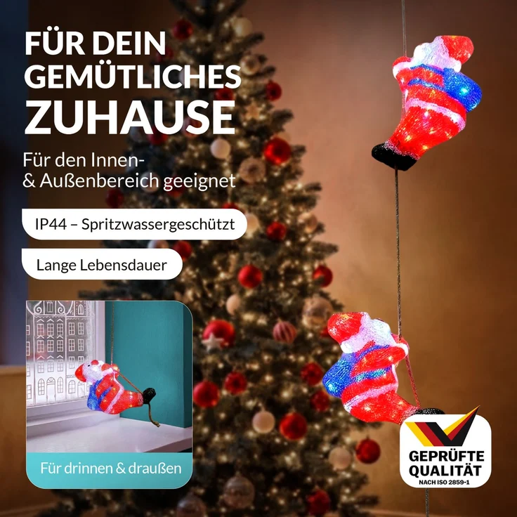 Deuba LED Acryl Figur Außen Weihnachtsmann Trio beleuchtet Weihnachtsdeko Weihnachten Weihnachtsfigur – Bild 4