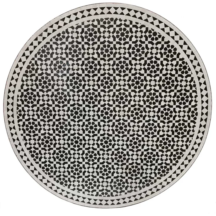Mosaiktisch D120 schwarz weiß glasiert – Bild 3