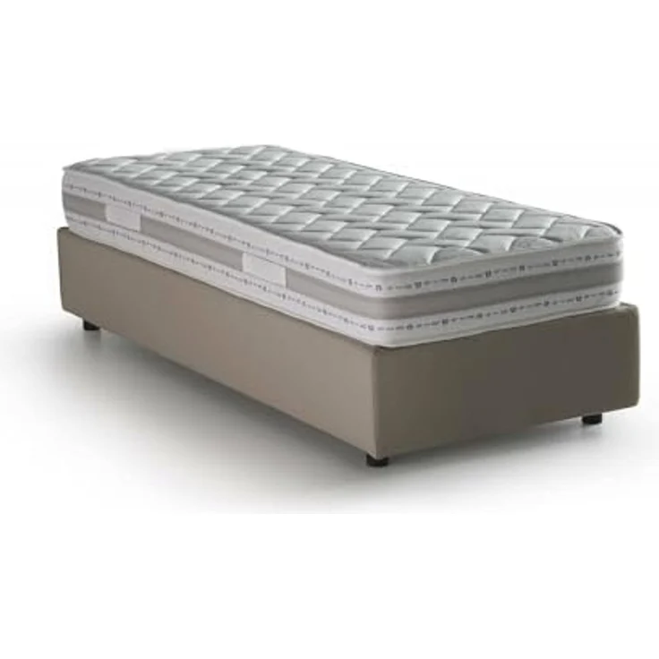 Talamo Italia - Einzelbett Valentina, Containerbett mit Stoffbespannung, 100% Made in Italy, Frontöffnung, inklusive Matratze Cm 90x200, Turteltaube – Bild 3