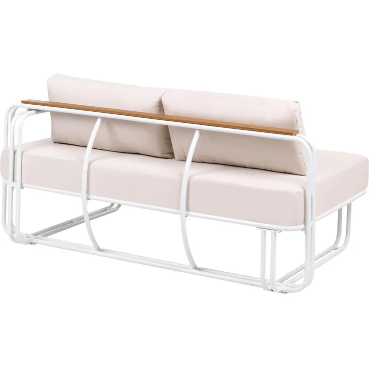 Lounge Set mit Tisch und Ottomane 3-Sitzer CAMEROTA Metall Weiß – Bild 6