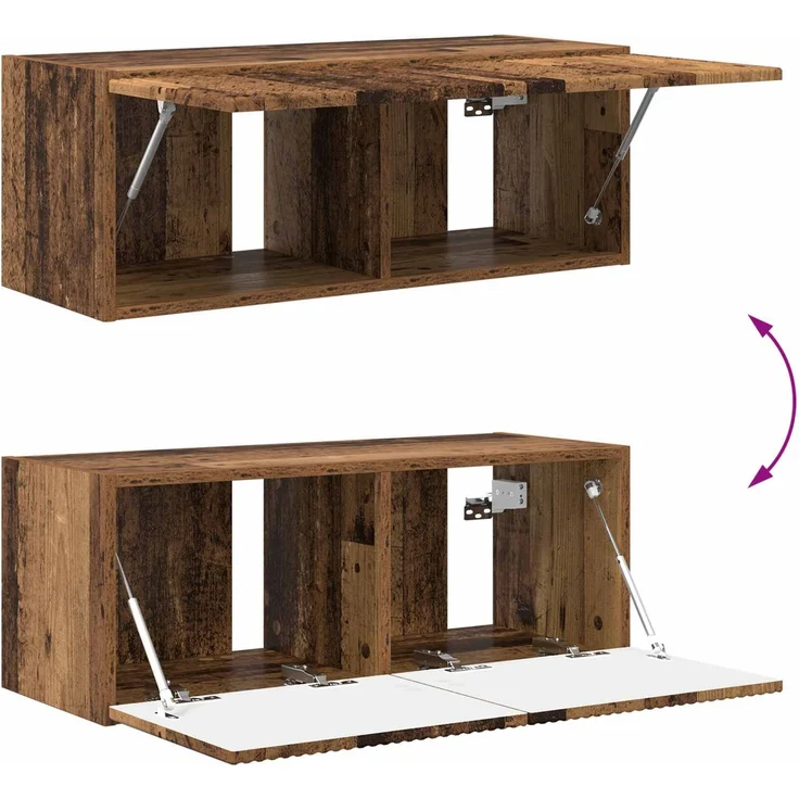 vidaXL TV-Wandregal-Set Wandmontiert 4 pcs Altholz Holzwerkstoff 3408923 – Bild 10