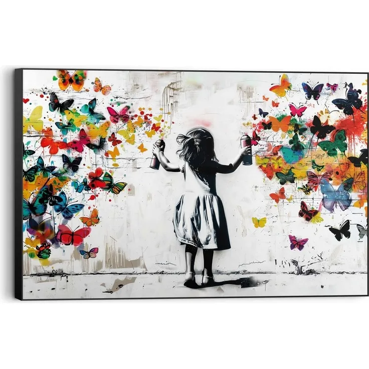 Reinders! Wandbild Wolke von Schmetterlingen, Kinderzimmer - Mädchen - Mehrfarbig - MDF - Street Art - 90x60 cm