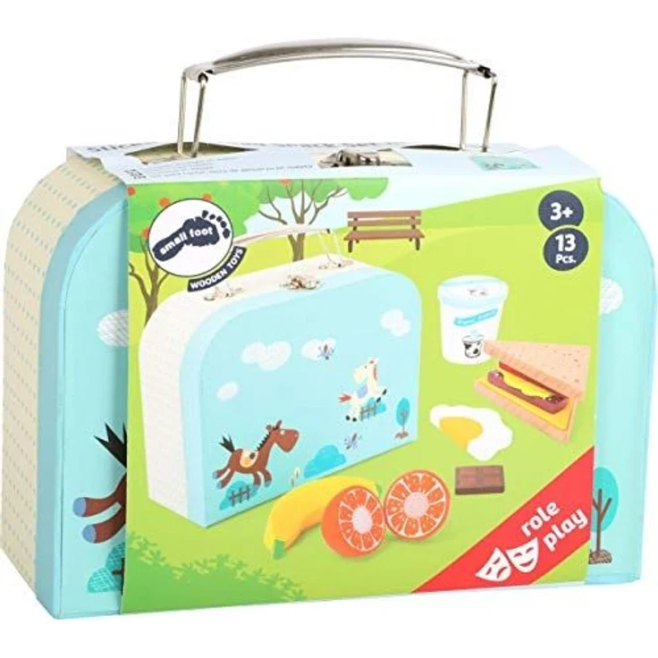 Small Foot 11196 Großes Frühstücksset aus Holz – 13 Teile, 100% FSC-Zertifiziert, schöner Koffer mit ausgewählten Produkten Spielzeug, Mehrfarbig – Bild 2