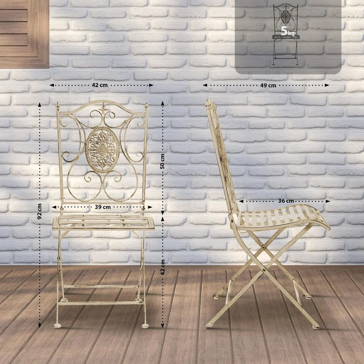 CLP 2er Set Gartenstühle Sibell,antik-creme – Bild 2