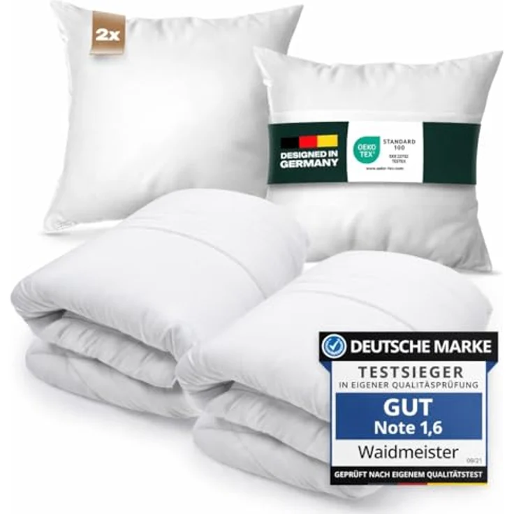 Waidmeister Bettdecke + Kopfkissen Bettdeckenset 2x Bettdecke und 2x Kopfkissen, Füllung: 100% Polyester, Bettdeckenset mit Kopfkissen mit optimierter Klimafunktion – Bild 2