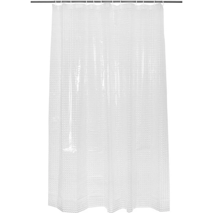 ZOLLNER Duschvorhang mit 12 Ringe zur Befestigung, 180x200 cm, transparent – Bild 1