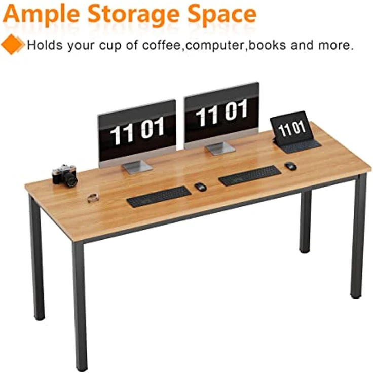 SogesHome Schreibtisch,Computertisch120 x 60 x 75 cm PC Schreibtisch Workstation für Home Office Verwenden Schreibtisch, Esstisch Konferenztisch,Teak & Schwarz,AC3BB-120-SH – Bild 5