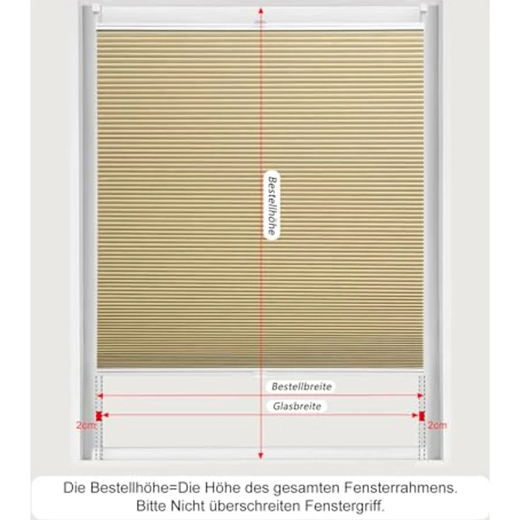 WOLTU Wabenplissee ohne Bohren Verdunklung Thermo Doppelplissee Klemmfix Zweifarbig 75x120 cm Beige-Weiß, Plissee Faltrollo Sonnen-, Sicht- & Schallschutz, Jalousie Plisseerollo für Fenster & Tür – Bild 7