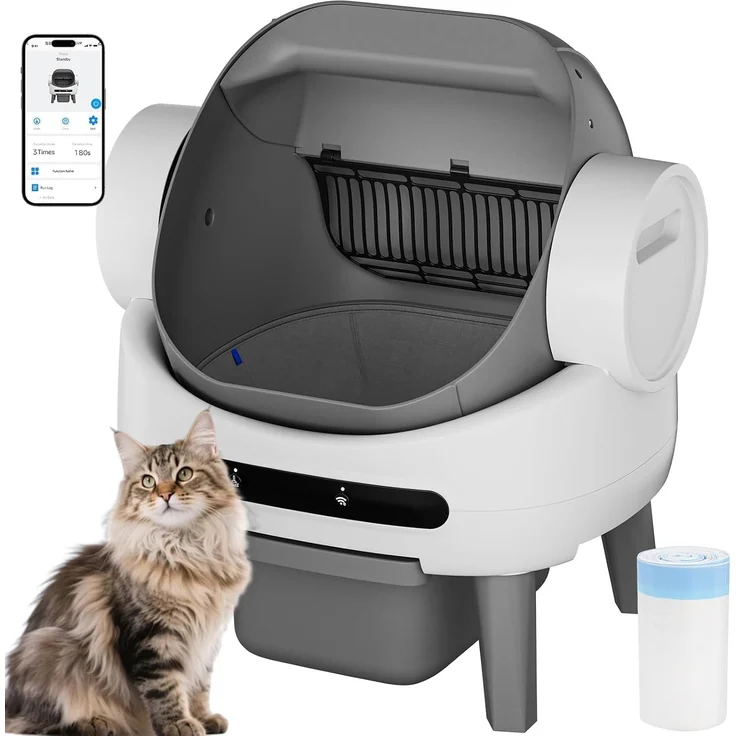 GTPLAYER Selbstreinigende Katzentoilette, 10L Großer Abfallbehälter, APP Steuerung mit Display und Antiklemmfunktion, Geeignet für alle Katzenstreu, Leise für Katzen 1.5-12.5kg – Bild 1