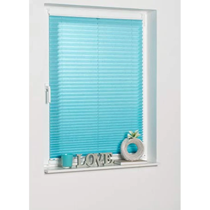 Khome Klemmfix-Plissee 100 x 210 cm, Lichtschutz in Iceblau mit moderner Crushed Optik, stufenlos verstellbar, einfache Montage ohne Bohren – Bild 3
