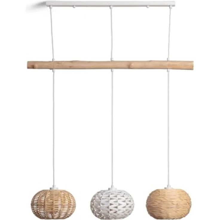 LEDKIA LIGHTING Hängeleuchte Linfen aus Rattan & Holz, E27 Fassung, Boho-Chic Design für Wohnzimmer, Küche, Schlafzimmer, individuelle Anpassung, nachhaltiges Material – Bild 1
