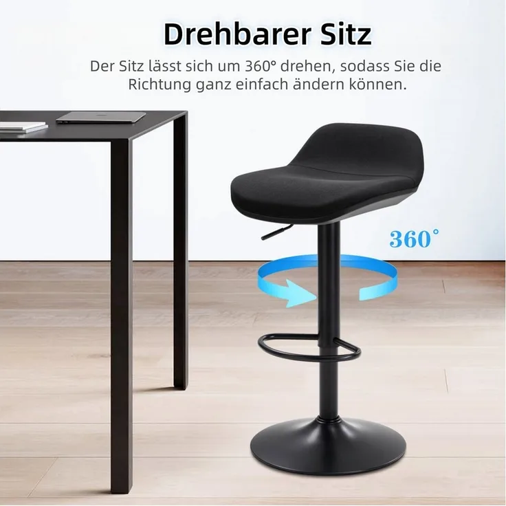 IWMH Drehhocker Höhenverstellbar Bürohocker, Drehbar Arbeitshocker ohne Rollen