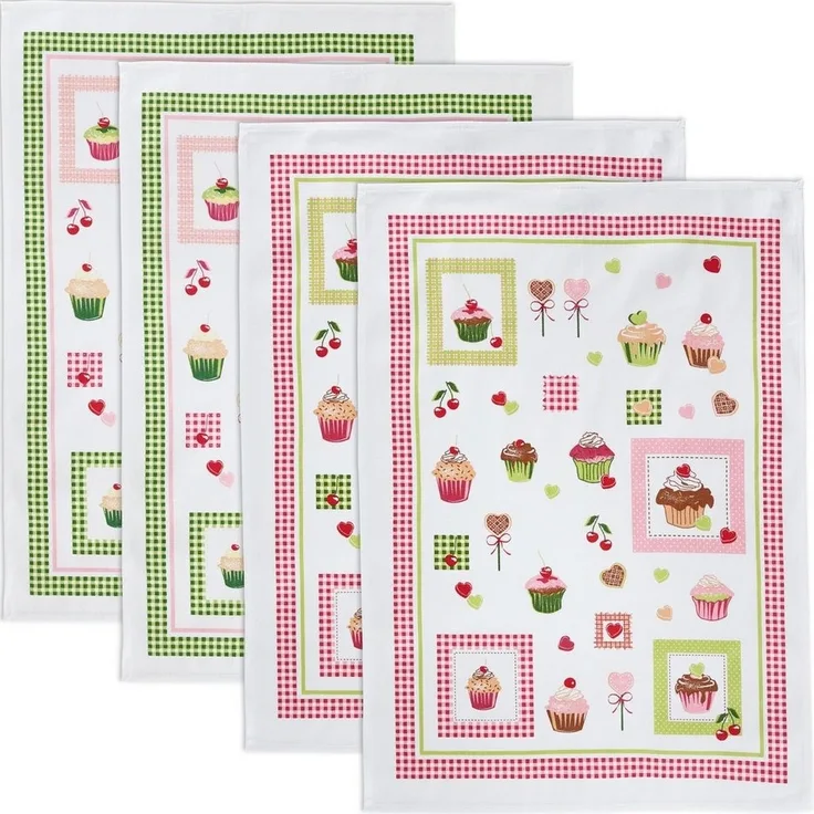 Erwin Müller Geschirrtuch Geschirrtuch 4er-Pack, Baumwolle Motiv