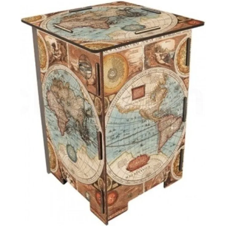 Werkhaus Photohocker 240 Alte Weltkarte Hocker, Holz, bunt, 29. 5x29. 5x43 cm