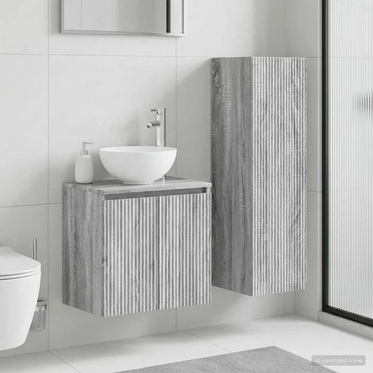 vidaXL Badezimmerschrank-Set 2 stk. Grau Sonoma 33 x 34,5 x 100 cm 3406119 – Bild 1