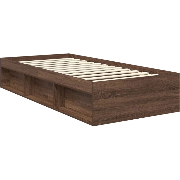 vidaXL Bettrahmen Braun Eichen-Optik 90 x 200 cm Massives Kiefernholz 3413359 – Bild 4