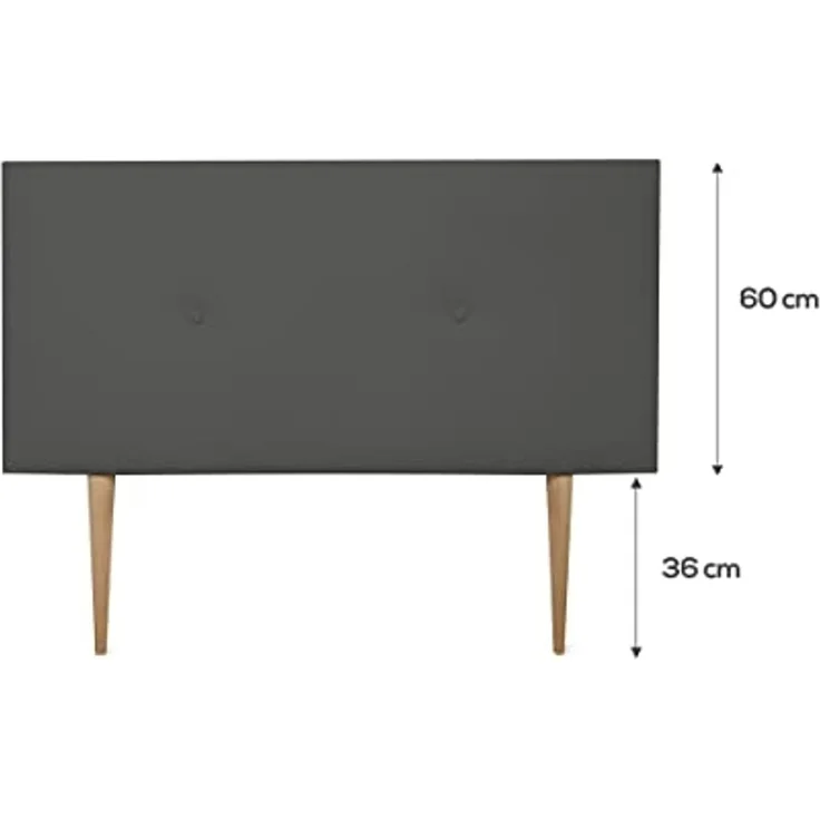 Dreaming Online, inklusive Beschlägen und Schrauben Kopfteil mit Polsterung, Modell Mailand, mit Beinen, Bezug aus hochwertigem Kunstleder, Holz Lederimitat, Grau, 115 x 60 cm (Bett 105) – Bild 2