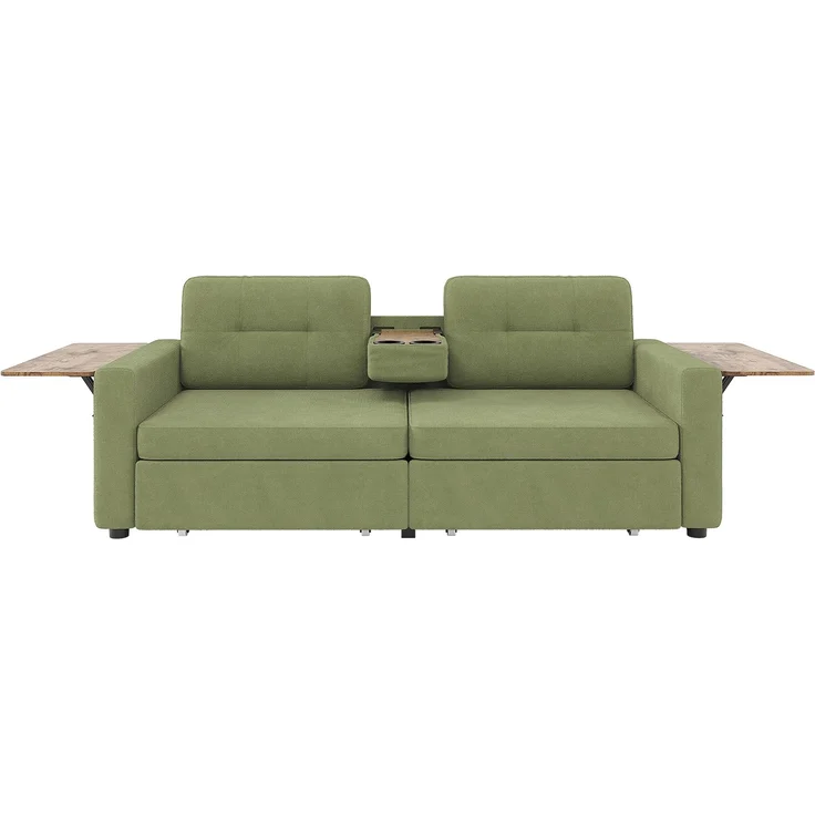 ZUBALIYA Schlafsofa 71x57.5 cm, mit Schreibtisch, mit Schubladen, mit Stauraum, mit Ablageflächen, mit Ausziehbett, Grün – Bild 13