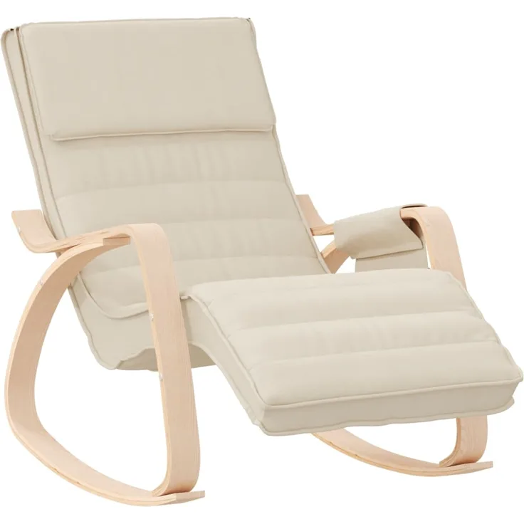 vidaXL Schaukelstuhl Creme Stoff 351073