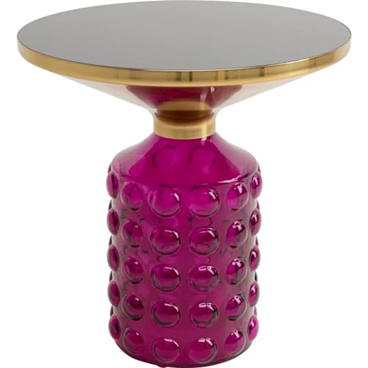 Kare Design Beistelltisch Lola Lila, lila, rund, Durchmesser 35 cm, Glassockel, Couchtisch, Wohnzimmer, Nachttisch
