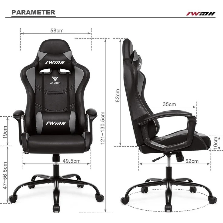Gaming Stuhl Ergonomischer Computerstuhl Racing Stuhl mit Armlehnen – Bild 3