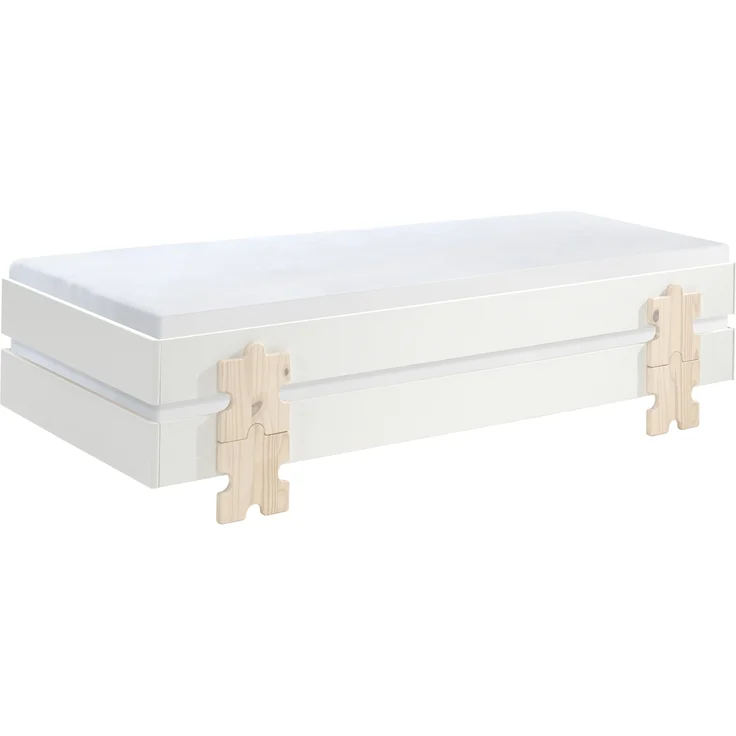 Stapelbett >Moldulo< 2er Set, Lattenrost, weiss lackiert - je 203,6x27,5x93,8cm (BxHxT) – Bild 1