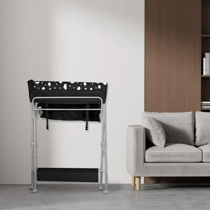 Baby Klappbarer Wickeltisch，Mobiler Wickeltisch mit Rollen und Wickelauflage,Wasserdicht und Höhenverstellbar，Baby Wickelkombi mit Ablagefächern-80 * 58 * 90 cm-schwarz – Bild 5