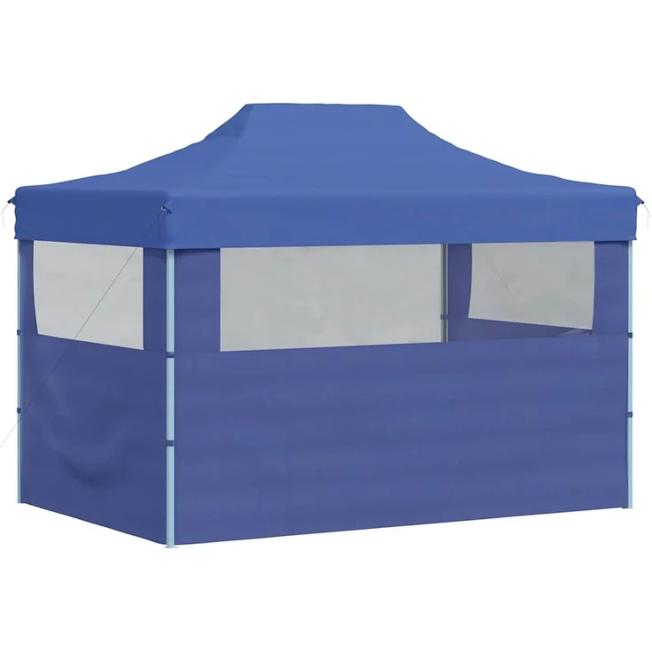 Profi-Partyzelt Faltbar, Gartenzelt mit 3 Seitenwänden 3x4m Stahl Blau – Bild 6