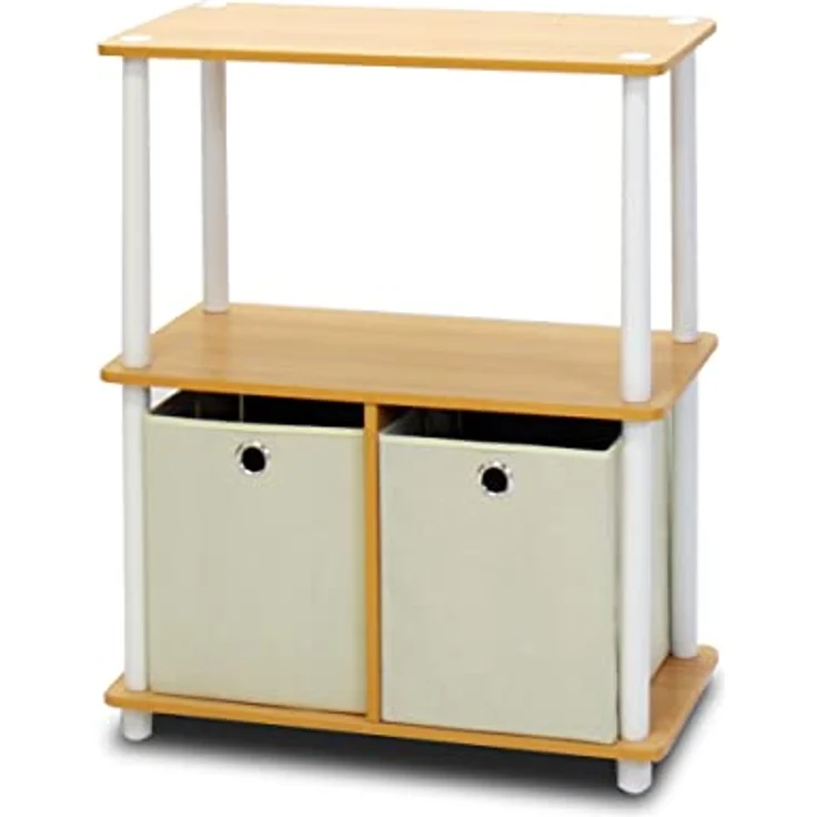 Furinno Go Green 3-Stufe 2-Bins Mehrzweck-Lagerregal, 2er-Set, Buche/Weiß – Bild 6