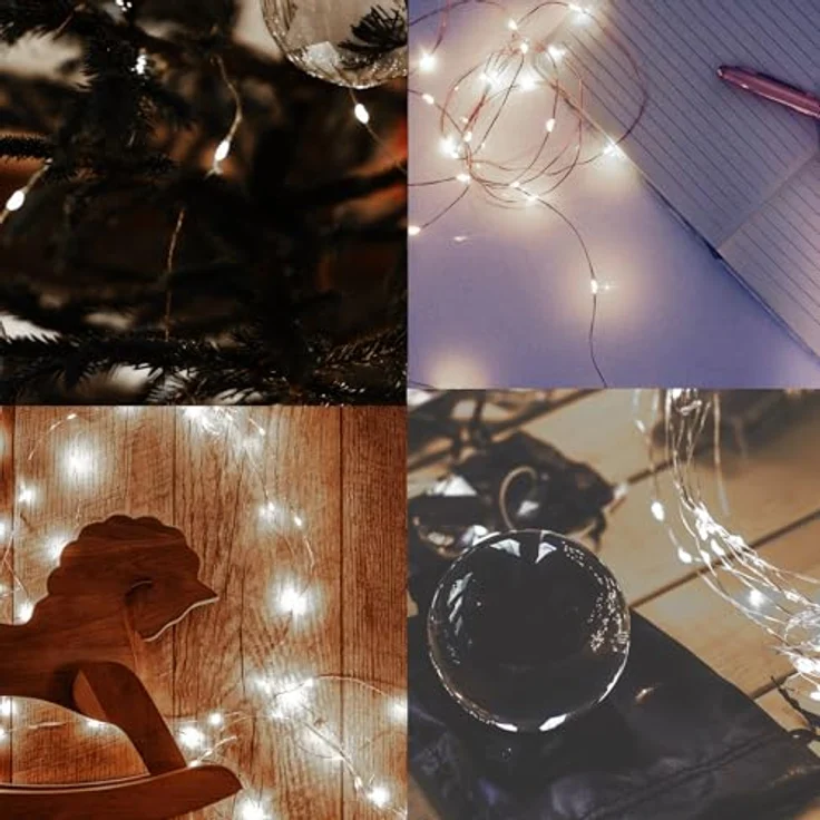 Jsdoin LED Mini Lichterkette mit Batterie, 6x20er Micro Lichterkette außen Batterie, 2M DIY kleine Lichterketten Wasserdicht für Party Hochzeit Weihnachten Beleuchtung Deko (Kaltweiß) – Bild 5