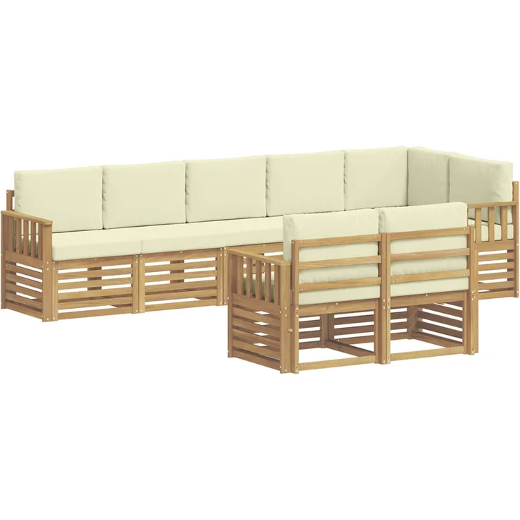 vidaXL Outdoor-Sofagarnitur 8 stk. 8-Sitzer Weiß und Creme Polyester 3392025 – Bild 2