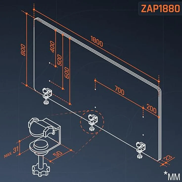RICOO ZAP1880-G Akustik Trennwand Schreibtisch 180x80 cm Sichtschutz Schreibtisch Trennwand Filz Pinnwand Grau Geräuschdämmung Akustik Diffusor Schallschutz Büro Tischtrennwand mit Tischklemme – Bild 9