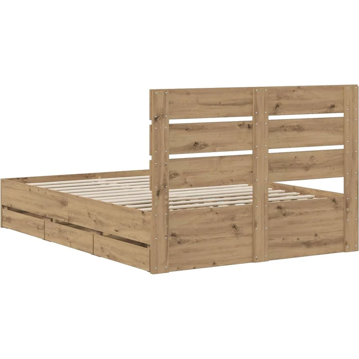 vidaXL Bed Frame with Storage and Headboard Artisan Oak 160 x 200 cm 3445810 – Bild 6