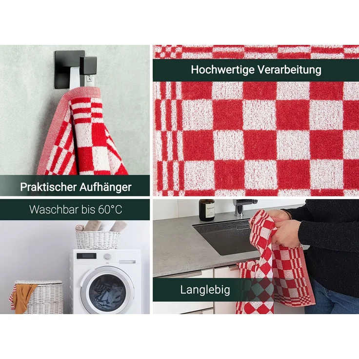 ZOLLNER Geschirrtuch, (Set, 4-tlg), 50 x 50 cm, 100% Baumwolle, vom Hotelwäschespezialisten – Bild 3