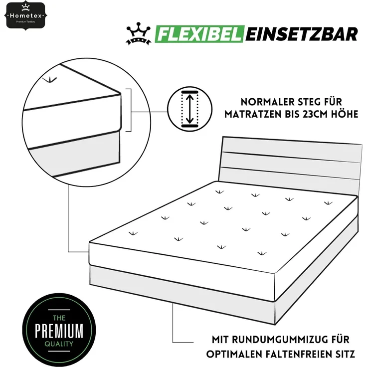 Hometex Premium Textiles Spannbettlaken Exclusive bis 25 cm Steghöhe, Jersey, Gummizug: rundum, 100% Baumwolle, Premium Qualität 160 g/m² – Bild 4