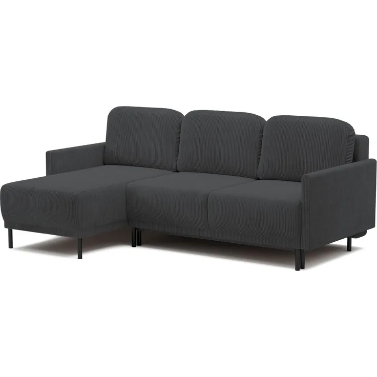 Selsey 'Hamiel' Ecksofa mit Schlaffunktion & Bettkasten, Cord, Universal, Blaugrau