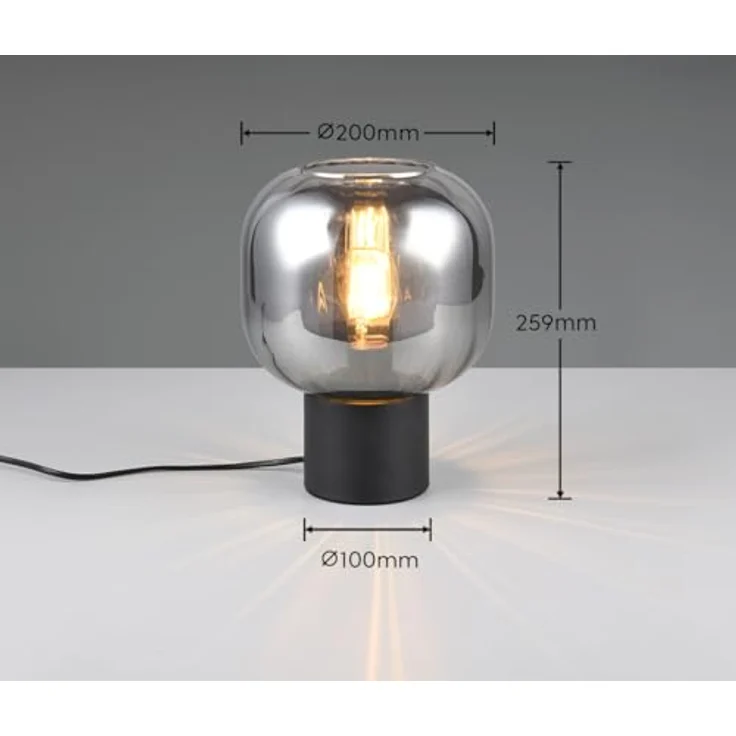 TRIO DIVA Tischleuchte, Klemmleuchte mit Glasschirm, schwarz, 20x26 cm, ideal für energiesparende LED Leuchtmittel – Bild 4