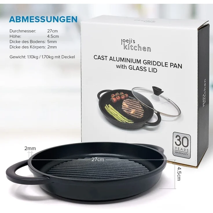 JOEJI’S KITCHEN GRILLPFANNE Aluminium Aluminium 27cm (H 5 x T 27 x B 27 cm) – Bild 3
