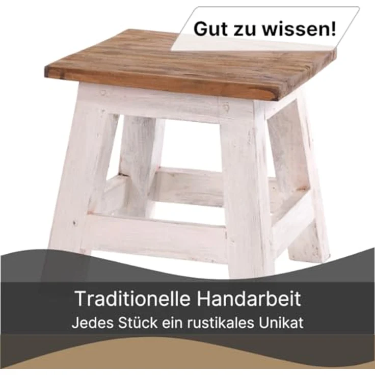 DESIGN DELIGHTS Hocker Fusshocker PALO, 27x26cm (HxB), rustikaler Holzhocker Massivhocker – Bild 6
