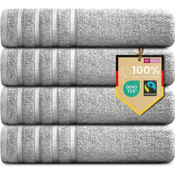 4er Set Duschtücher Plain grau 70x140 - Farbe: Grau, Größe: 70x140 – Bild 1