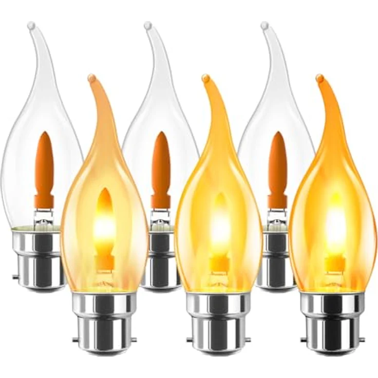 LVWIT B22 Flackernde Glühbirne Warmweiss Flammeneffekt Licht T35, Flammenlampe 1W LED Fadenlampe Stimmungslicht Flackerlampe für Zuhause Garten Bar Halloween Weihnachten, 1800K, 6er Pack – Bild 2