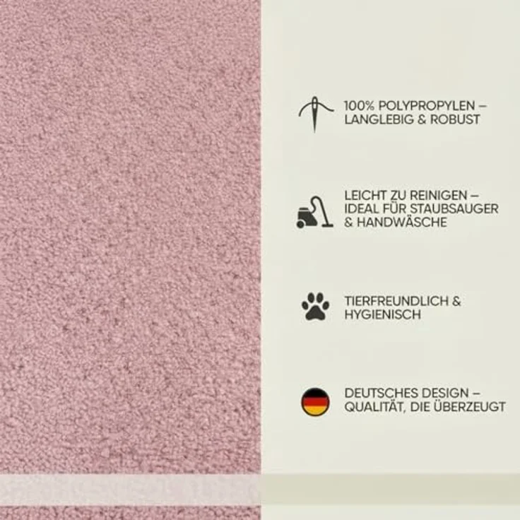 Jimri Moderner Teppich Wohnzimmer – Weich, Strapazierfähig & Pflegeleicht – Einfarbig Rosa, Rund & Rechteckig – Hochwertige Verarbeitung – Oeko-TEX Zertifiziert – Rosa, Rund 200 cm – Bild 5