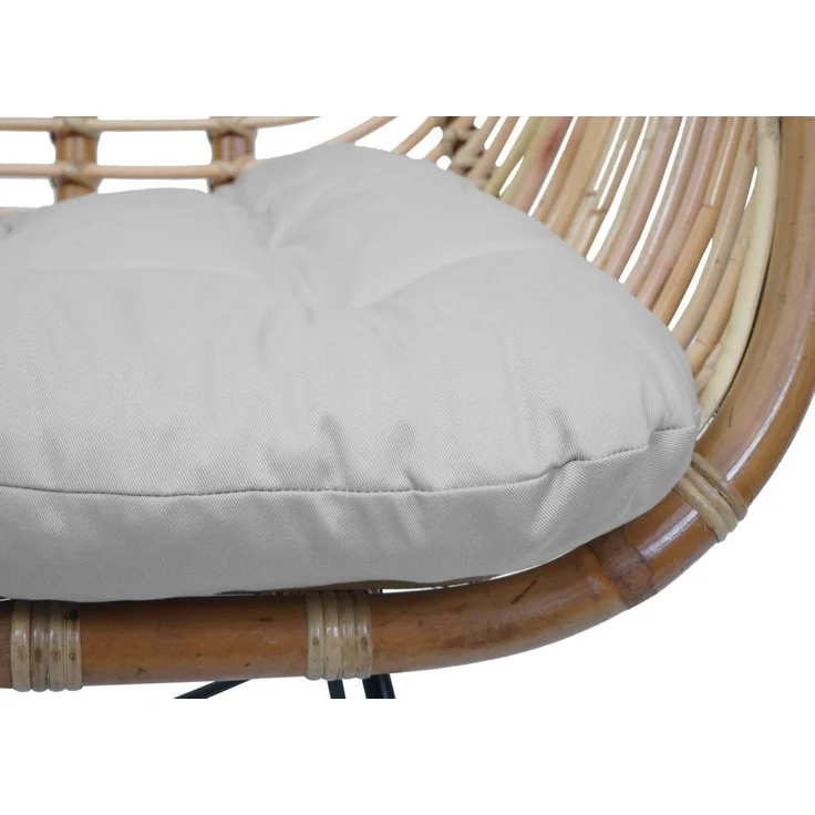 6er-Set Esszimmerstuhl HWC-P17, Küchenstuhl Korbstuhl Rattansessel Rattanstuhl Stuhl, Kubu Rattan Metall ~ Polster creme – Bild 4